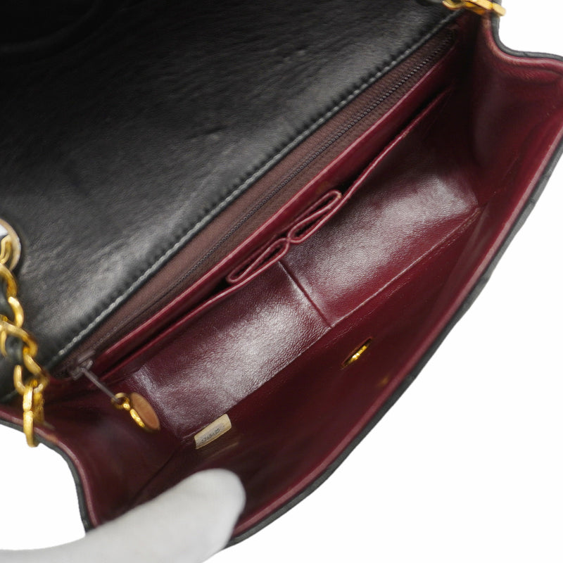 【6kd4780】シャネル ショルダーバッグ マトラッセ チェーンショルダー ラムスキン ブラック ゴールド金具【中古】レディース