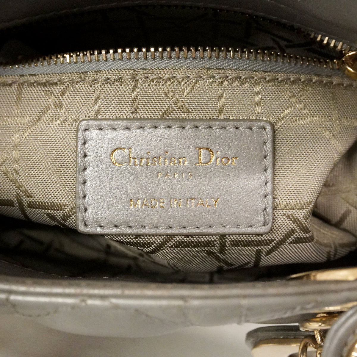【6kd4782-h】クリスチャンディオール ハンドバッグ カナージュ レディディオール レザー グレー シャンパンゴールド金具 2wayバッグ【中古】レディース