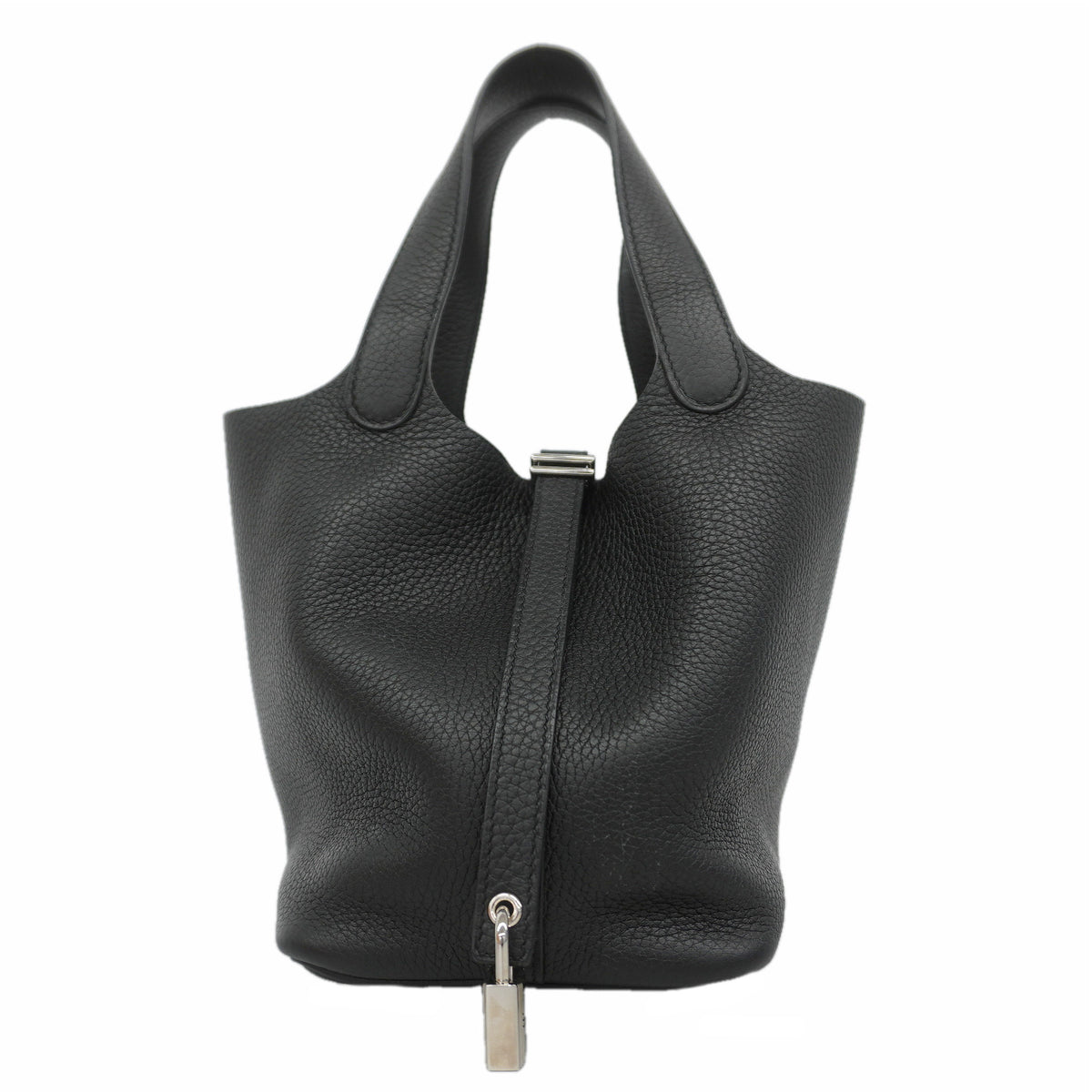 【6kd4791】エルメス ハンドバッグ ピコタンロックPM トリヨンクレマンス ブラック シルバー金具 D刻印【中古】レディース