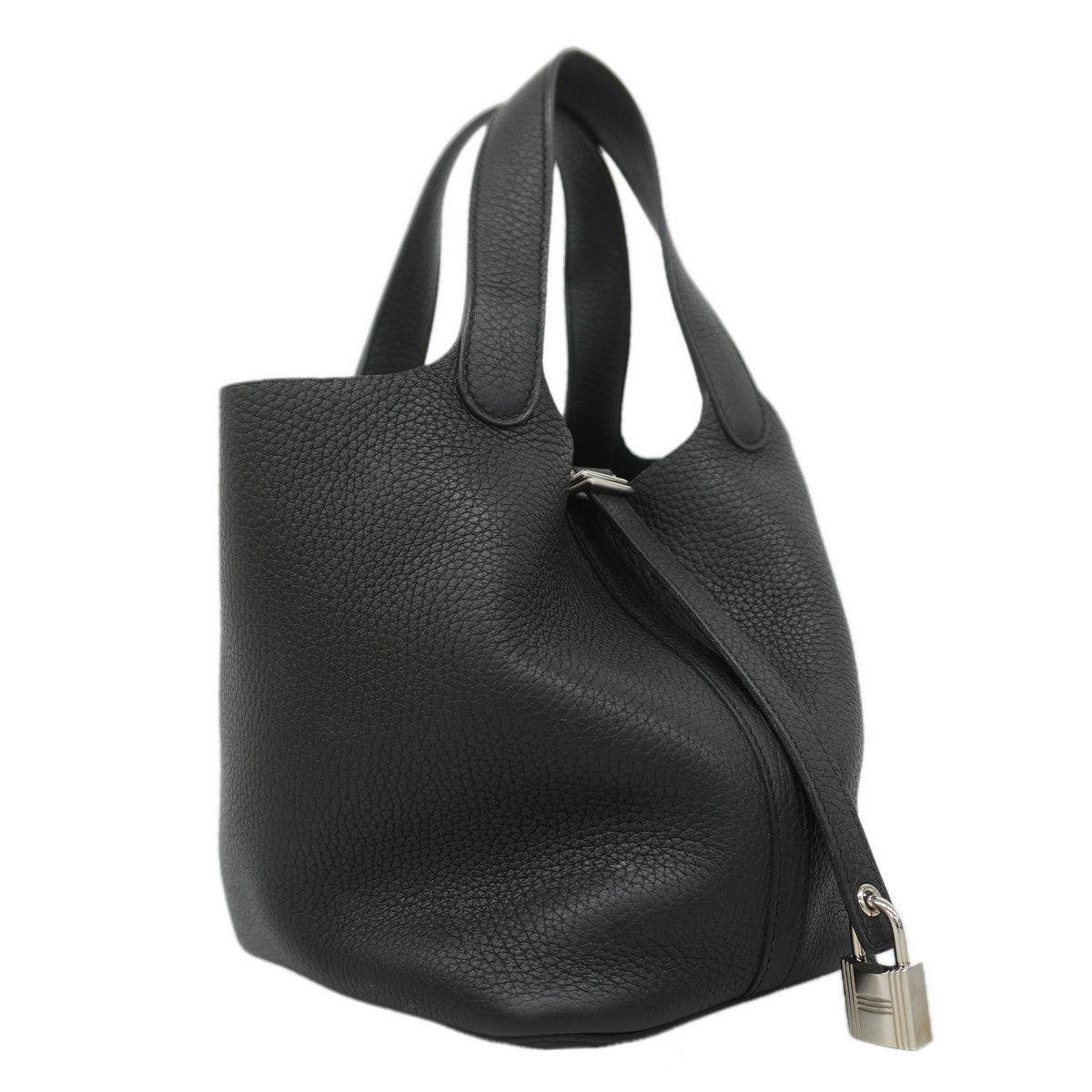 【6kd4791】エルメス ハンドバッグ ピコタンロックPM トリヨンクレマンス ブラック シルバー金具 D刻印【中古】レディース
