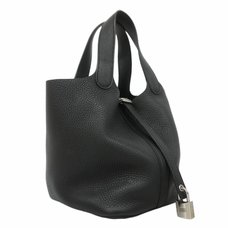【6kd4791】エルメス ハンドバッグ ピコタンロックPM トリヨンクレマンス ブラック シルバー金具 D刻印【中古】レディース