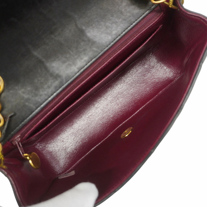 【6kd4796】シャネル ショルダーバッグ ダイアナ チェーンショルダー ラムスキン ブラック ゴールド金具【中古】レディース