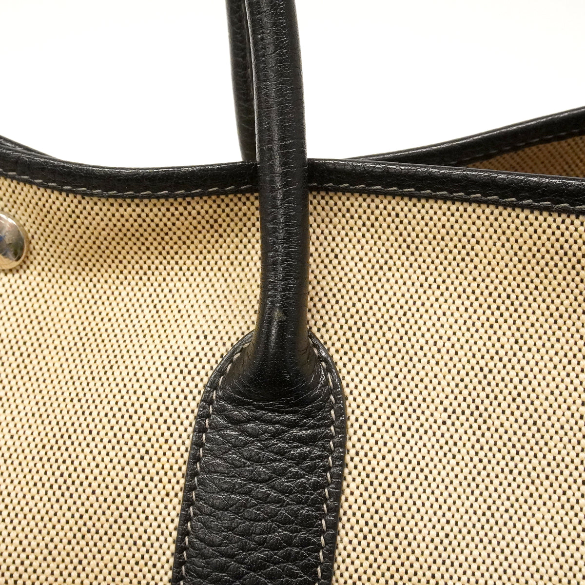 【6kd4799-h】エルメス トートバッグ ガーデンパーティPM トワルアッシュ ブラック シルバー金具 □G刻印【中古】レディース