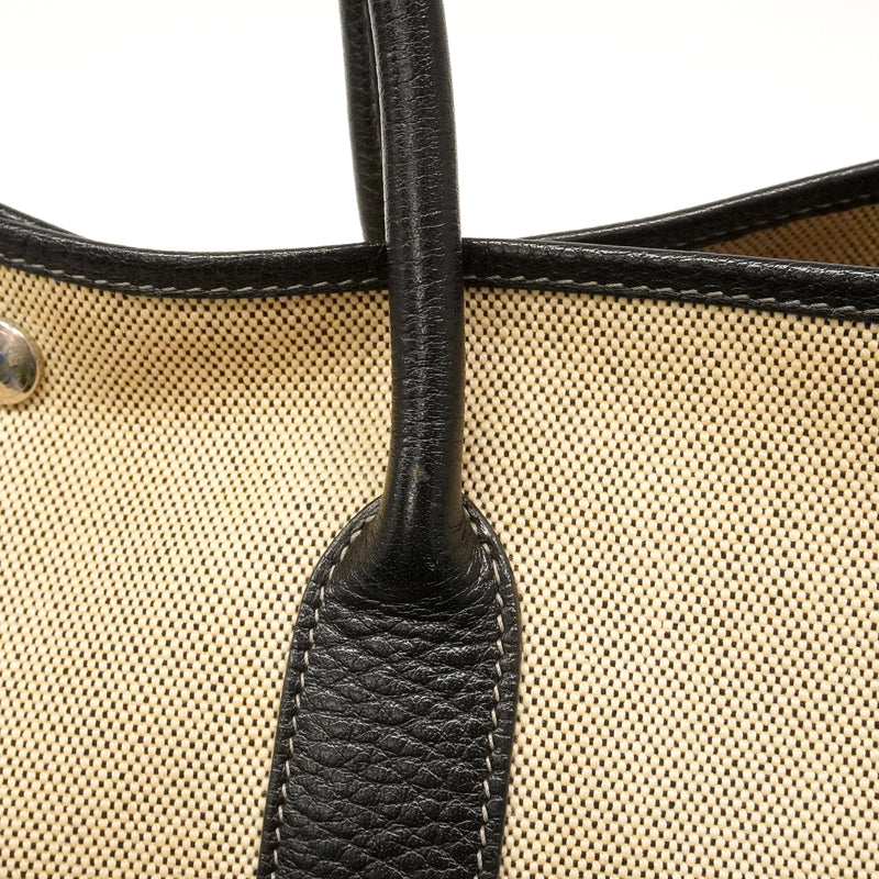 【6kd4799-h】エルメス トートバッグ ガーデンパーティPM トワルアッシュ ブラック シルバー金具 □G刻印【中古】レディース