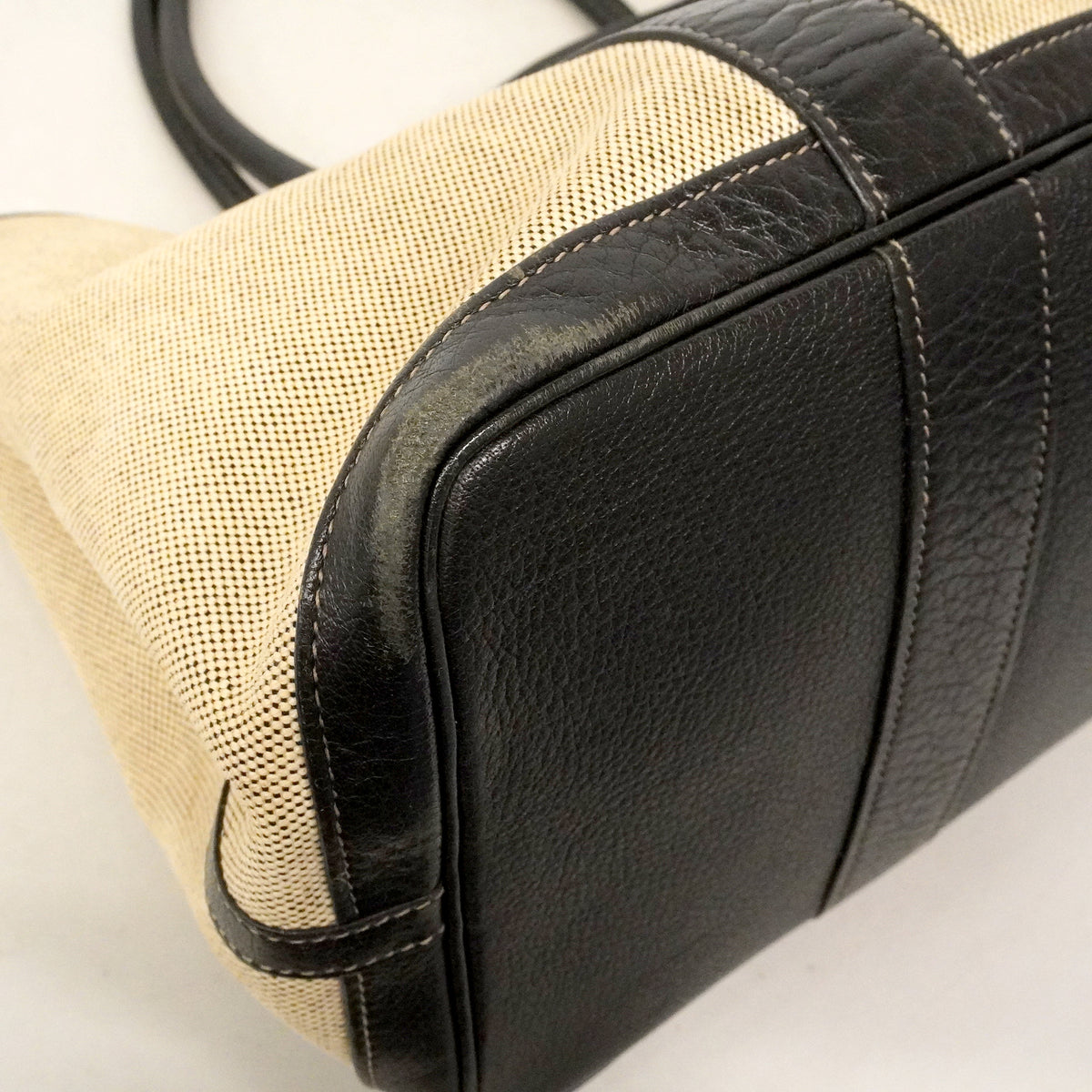 【6kd4799-h】エルメス トートバッグ ガーデンパーティPM トワルアッシュ ブラック シルバー金具 □G刻印【中古】レディース