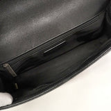 【6kd4801-h】シャネル ショルダーバッグ ボーイシャネル チェーンショルダー シェブロン キャビアスキン ブラック シルバー金具【中古】レディース