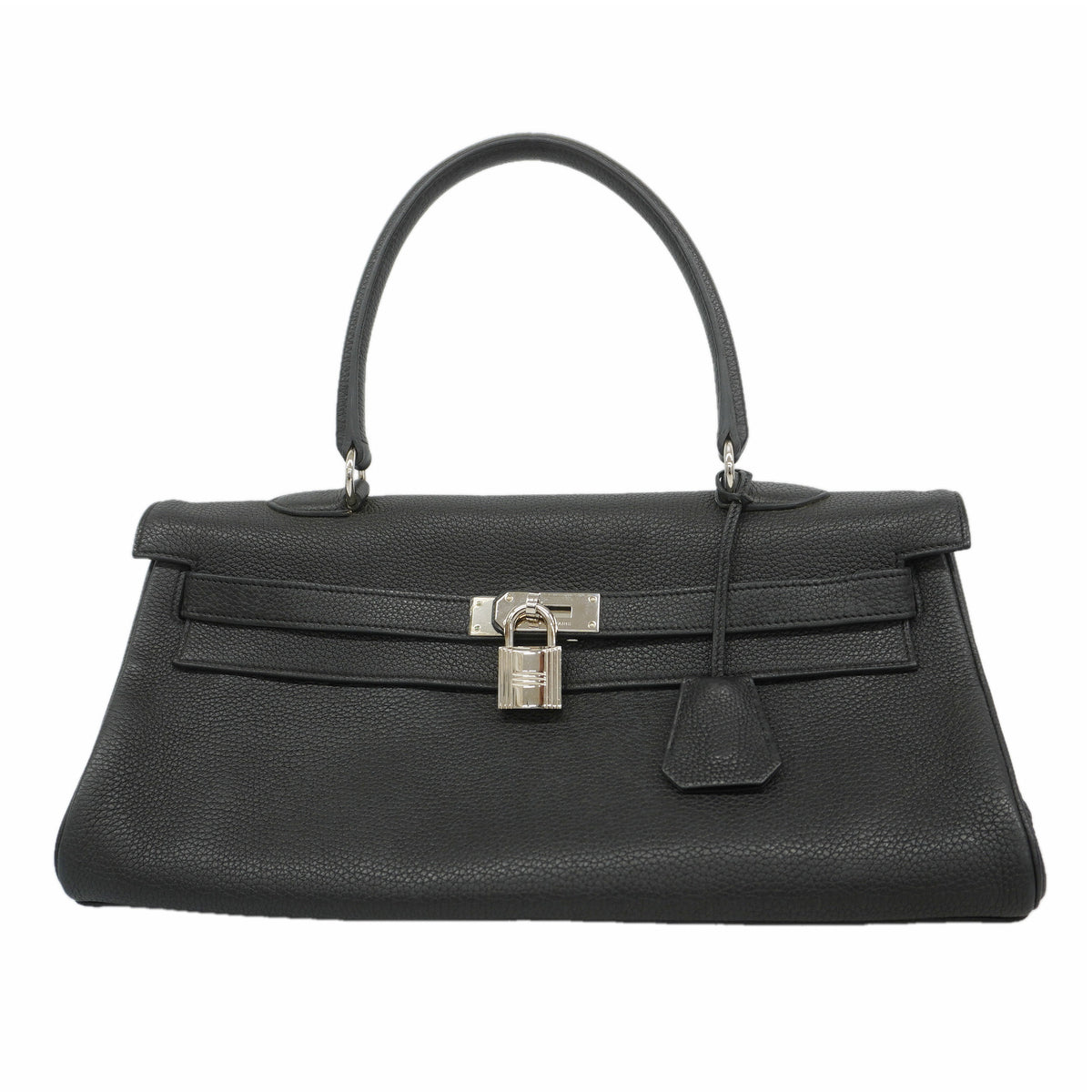 【6kd4807】エルメス ショルダーバッグ ショルダーケリー トゴ ブラック シルバー金具 □N刻印【中古】レディース
