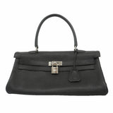 【6kd4807】エルメス ショルダーバッグ ショルダーケリー トゴ ブラック シルバー金具 □N刻印【中古】レディース