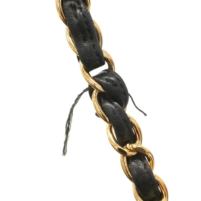 【6kd4814】シャネル ショルダーバッグ デカマトラッセ Wフラップ Wチェーン ラムスキン ブラック ゴールド金具【中古】レディース