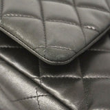 【6kd4814】シャネル ショルダーバッグ デカマトラッセ Wフラップ Wチェーン ラムスキン ブラック ゴールド金具【中古】レディース