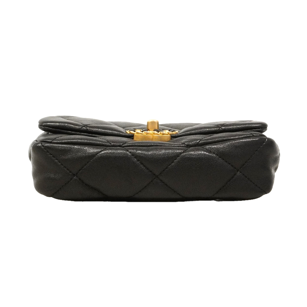 【6kd4815】シャネル ウエストバッグ シャネル19 ラムスキン ブラック ゴールド/シルバー金具【中古】レディース