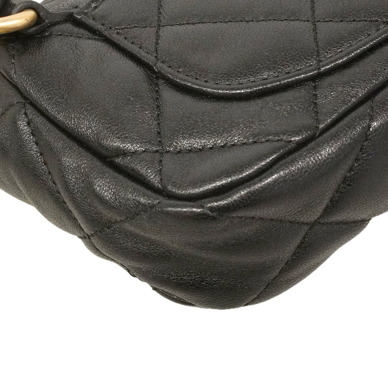 【6kd4815】シャネル ウエストバッグ シャネル19 ラムスキン ブラック ゴールド/シルバー金具【中古】レディース