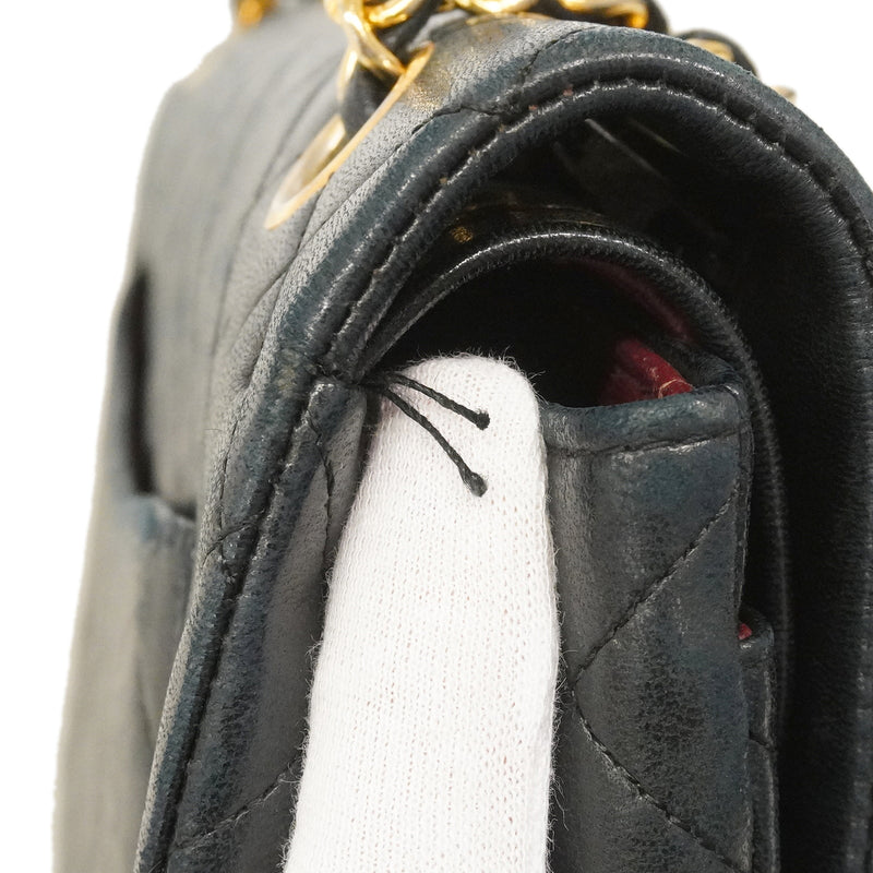 【6kd4819】シャネル ショルダーバッグ マトラッセ Wフラップ Wチェーン ラムスキン ブラック ゴールド金具【中古】レディース