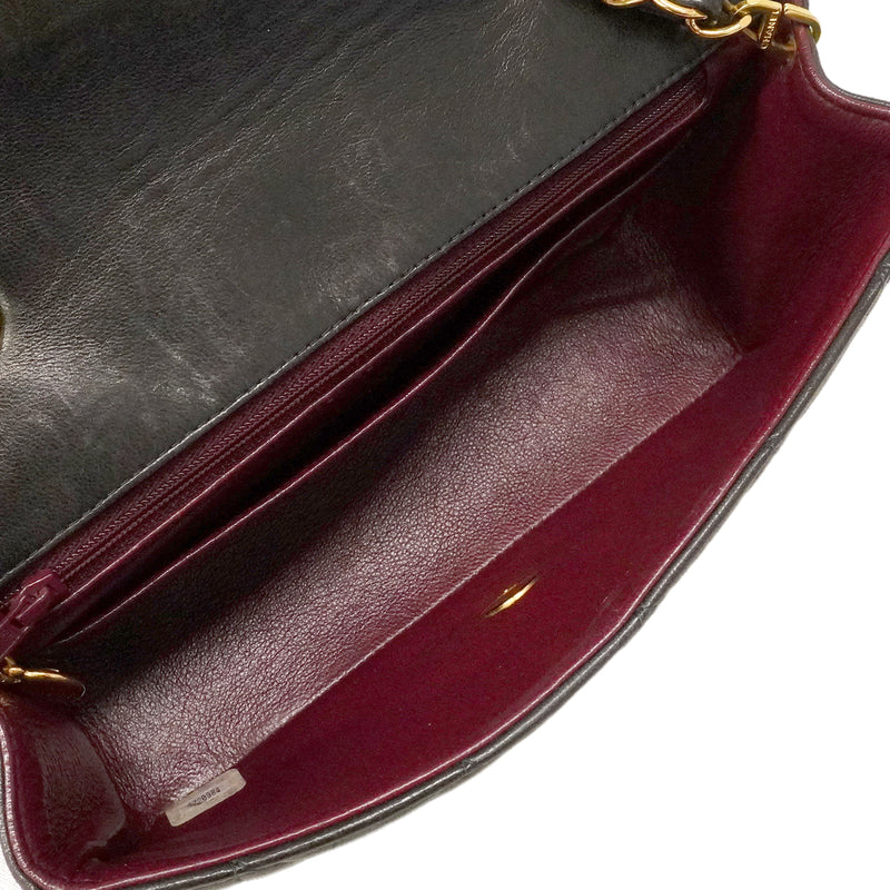 【6kd4820】シャネル ショルダーバッグ ダイアナ チェーンショルダー ラムスキン ブラック ゴールド金具【中古】レディース
