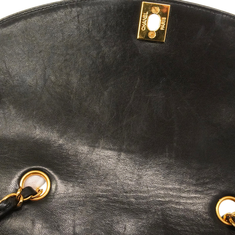 【6kd4820】シャネル ショルダーバッグ ダイアナ チェーンショルダー ラムスキン ブラック ゴールド金具【中古】レディース