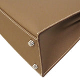 【6kd4821-e-g】エルメス ハンドバッグ ケリー28 ヴォーエプソン エトゥープ シルバー金具 K刻印 2wayバッグ【中古】レディース