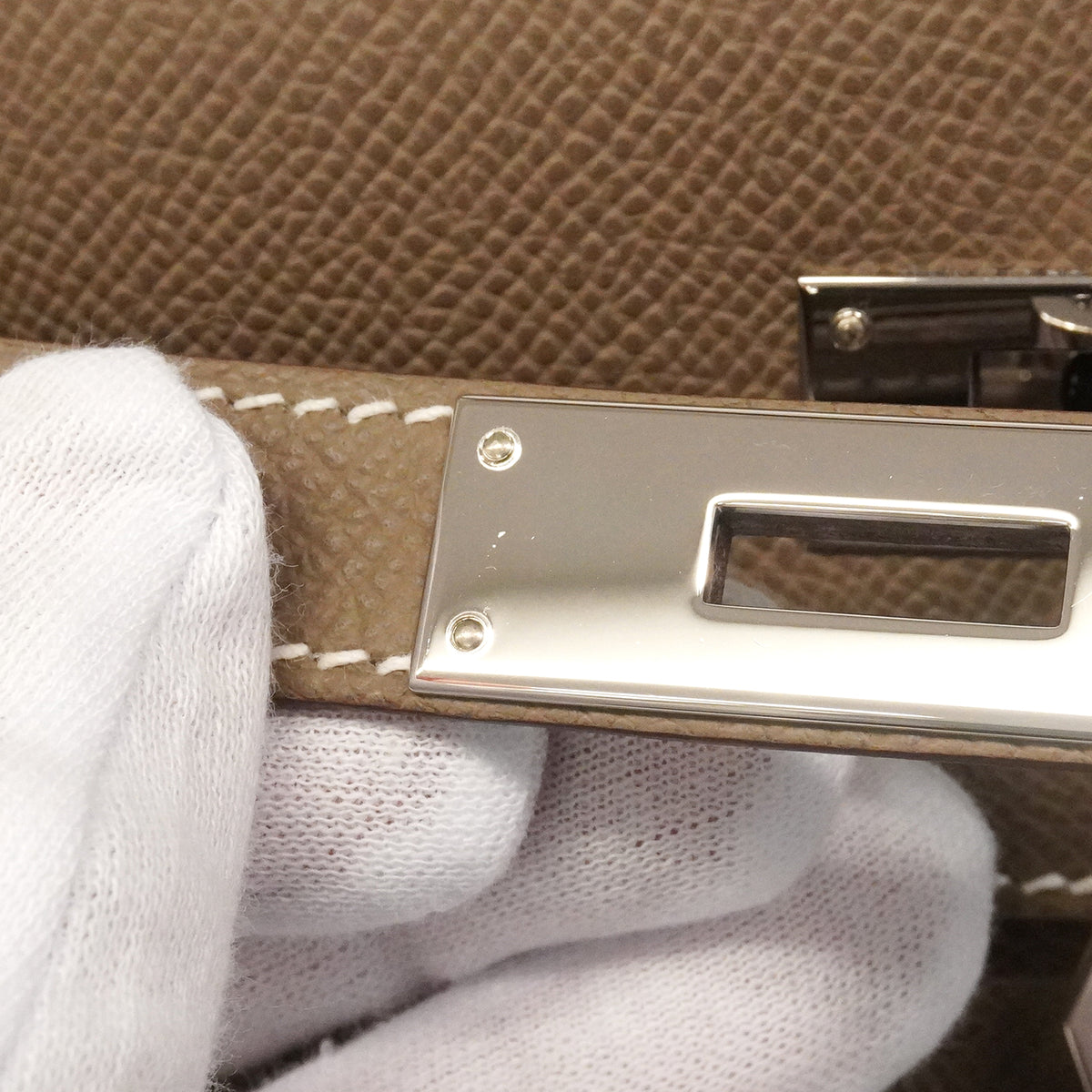 【6kd4821-e-g】エルメス ハンドバッグ ケリー28 ヴォーエプソン エトゥープ シルバー金具 K刻印 2wayバッグ【中古】レディース
