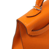 【6kd4824-e-g】エルメス ハンドバッグ ミニケリー2 ヴォーエプソン オレンジ シルバー金具 W刻印 2wayバッグ【中古】レディース