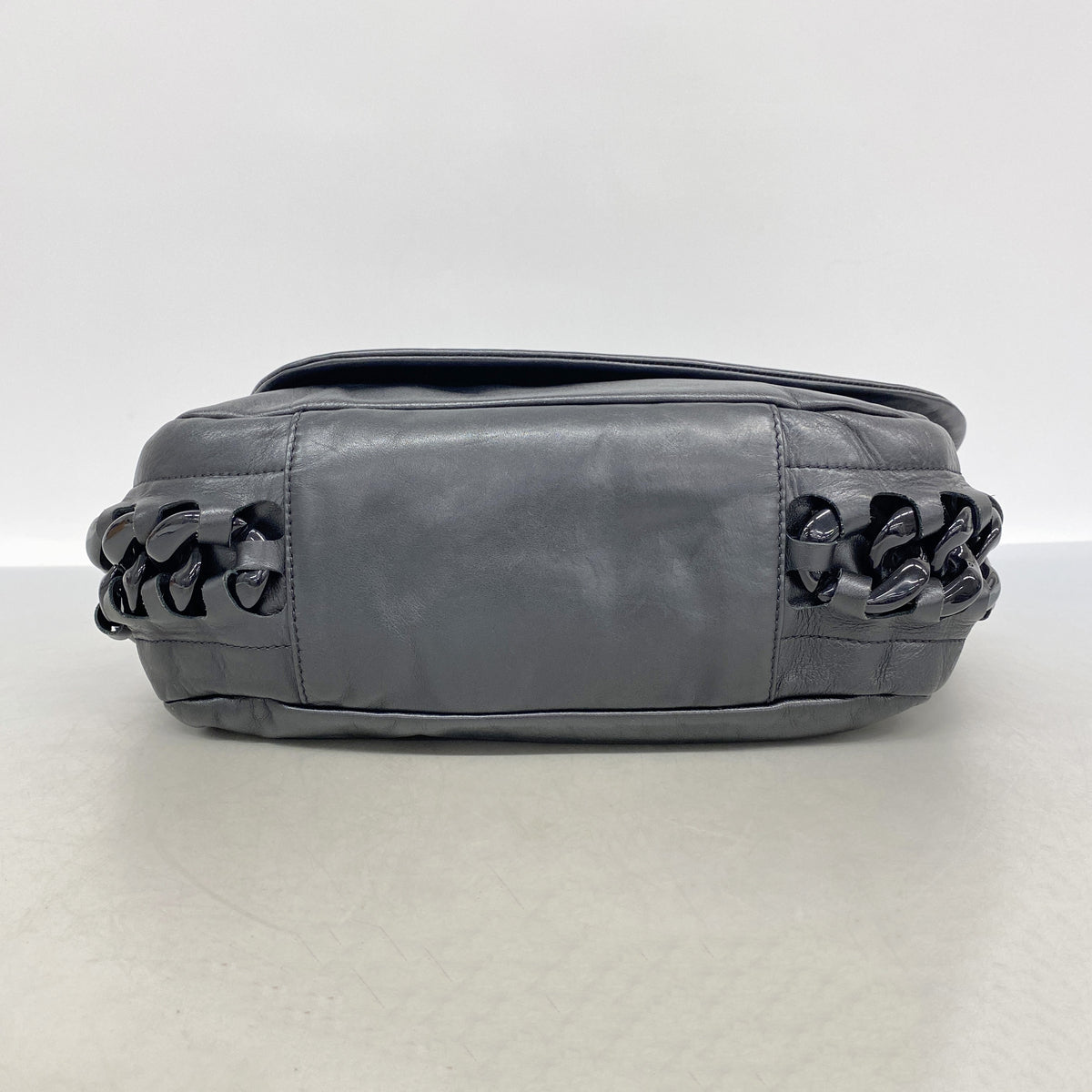 【6kd4831】シャネル ショルダーバッグ チェーンショルダー レザー ブラック シルバー金具【中古】レディース