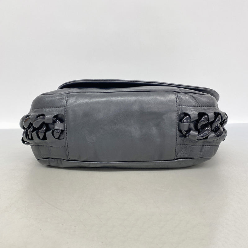 【6kd4831】シャネル ショルダーバッグ チェーンショルダー レザー ブラック シルバー金具【中古】レディース