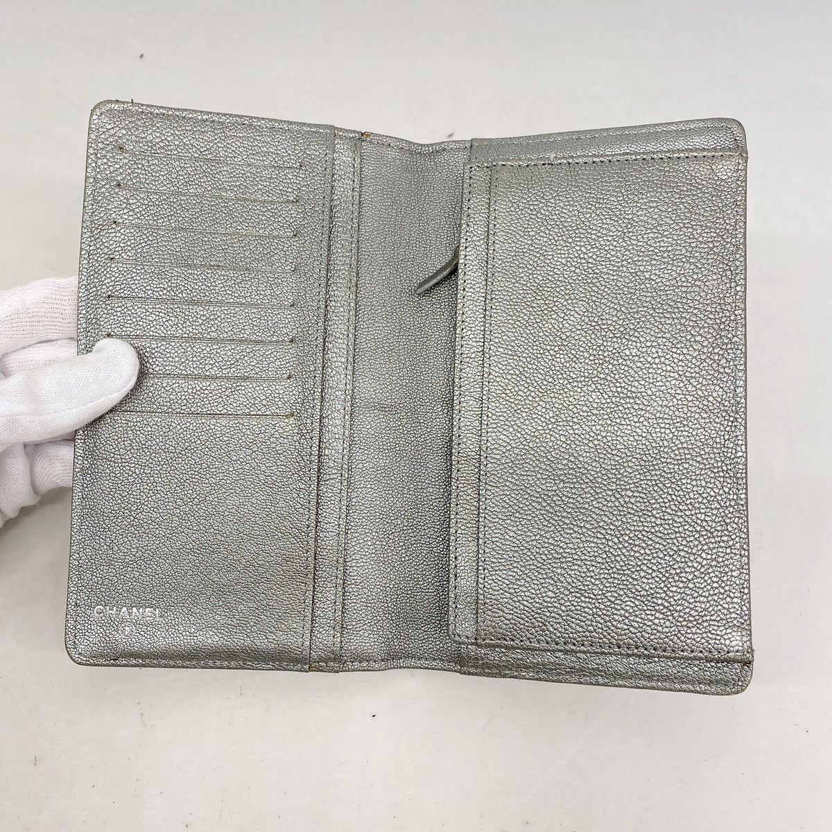 【6kd4832】シャネル 長財布 ビコローレ レザー ベージュ シルバー金具【中古】レディース