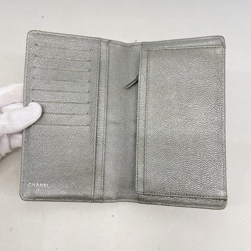【6kd4832】シャネル 長財布 ビコローレ レザー ベージュ シルバー金具【中古】レディース