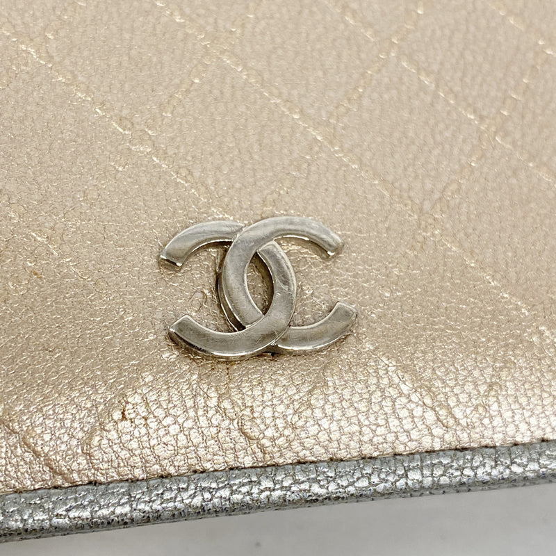 【6kd4832】シャネル 長財布 ビコローレ レザー ベージュ シルバー金具【中古】レディース
