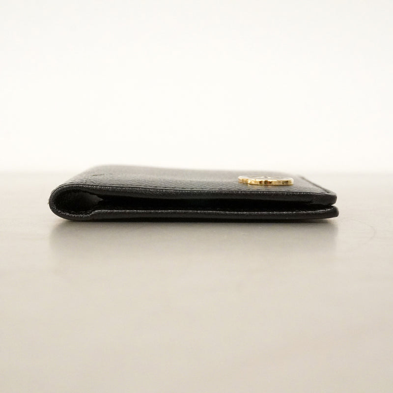 【6kd4840】シャネル カードケース ココボタン レザー ブラック ゴールド金具【中古】メンズ レディース ユニセックス