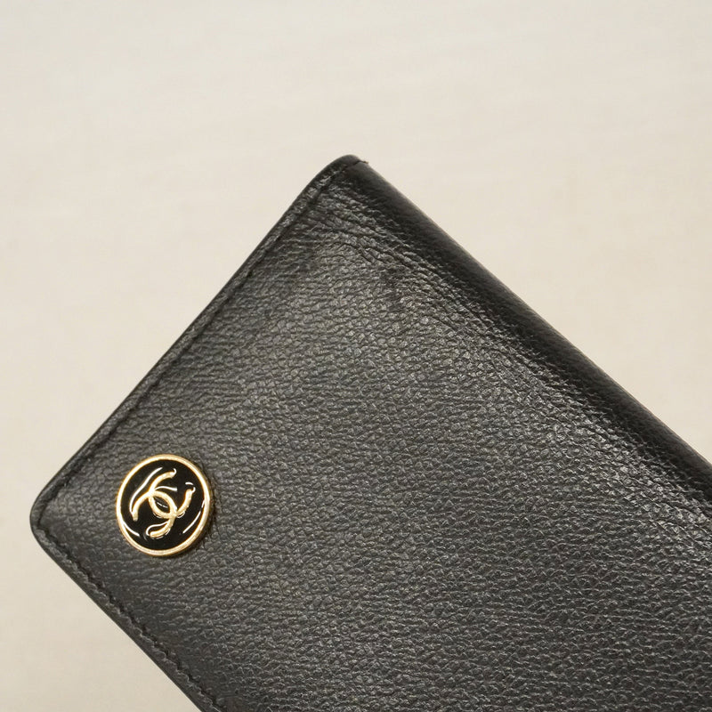 【6kd4840】シャネル カードケース ココボタン レザー ブラック ゴールド金具【中古】メンズ レディース ユニセックス