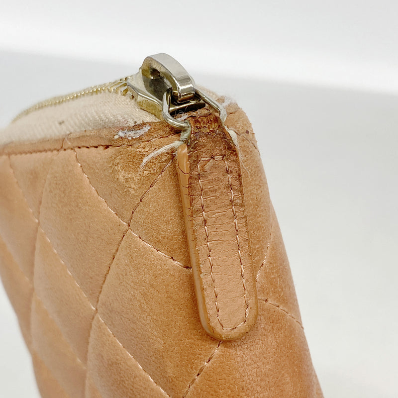 【6kd4862】シャネル 長財布 マトラッセ ラムスキン コーラル ゴールド金具【中古】レディース