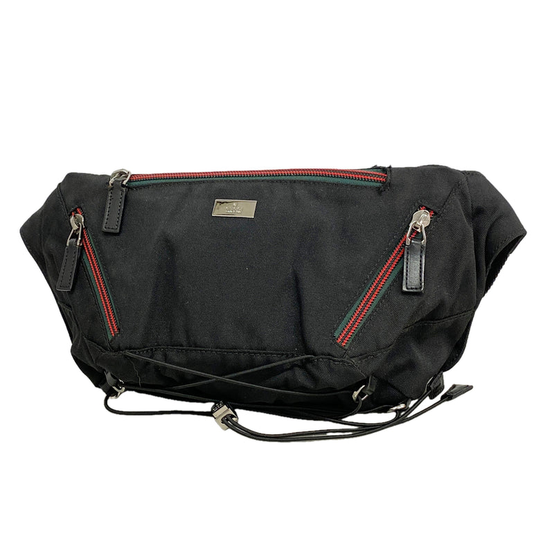 【6kd4865】グッチ ウエストバッグ シェリーライン 122350 ナイロン ブラック シルバー金具【中古】メンズ レディース ユニセックス