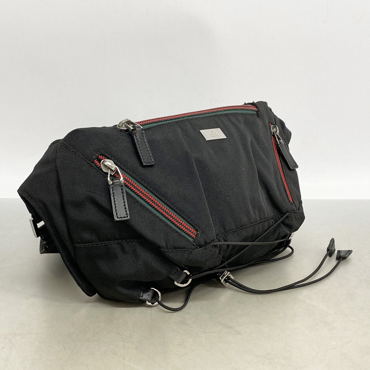 【6kd4865】グッチ ウエストバッグ シェリーライン 122350 ナイロン ブラック シルバー金具【中古】メンズ レディース ユニセックス