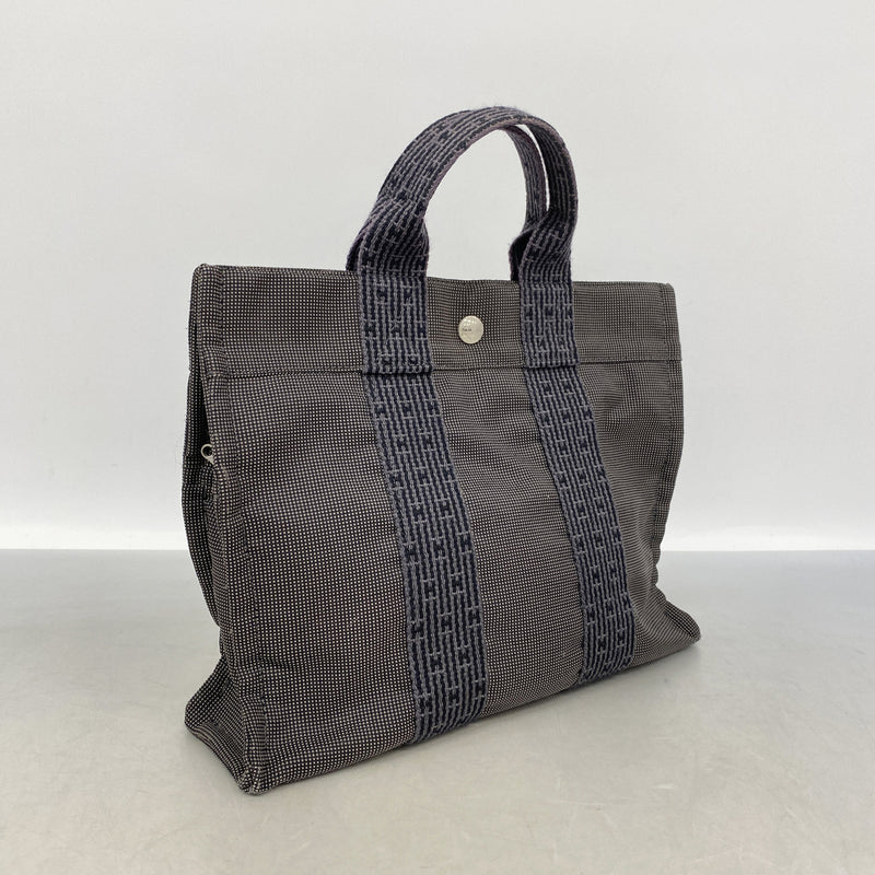 【6kd4883】エルメス トートバッグ エールラインPM ナイロン グレー シルバー金具【中古】メンズ レディース ユニセックス