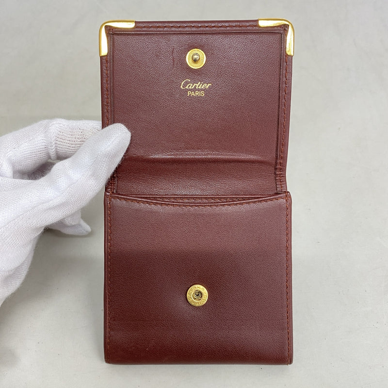 【6kd4924】カルティエ コインケース マスト レザー ボルドー ゴールド金具【中古】レディース