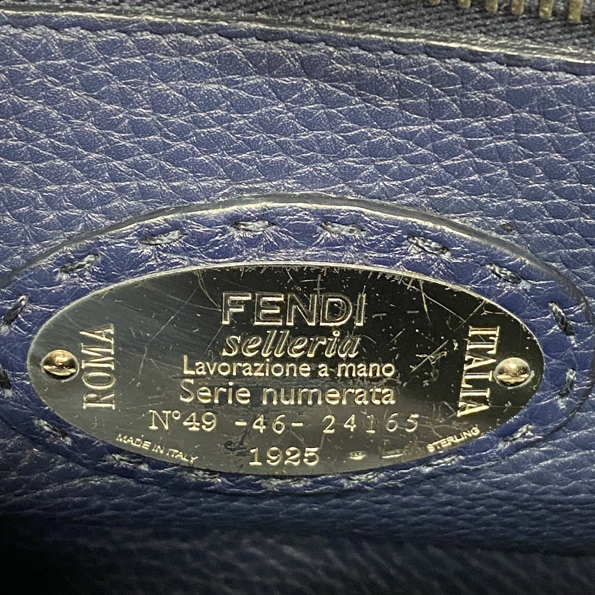 【6kd4932】フェンディ ハンドバッグ セレリア レザー ネイビー シルバー金具 2wayバッグ【中古】レディース