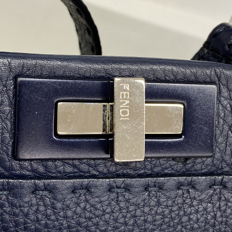【6kd4932】フェンディ ハンドバッグ セレリア レザー ネイビー シルバー金具 2wayバッグ【中古】レディース