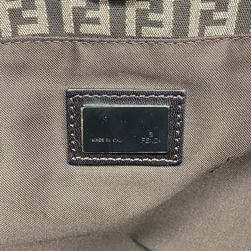 【6kd4944】フェンディ トートバッグ ズッキーノ ナイロンキャンバス ブラウン シルバー金具【中古】レディース