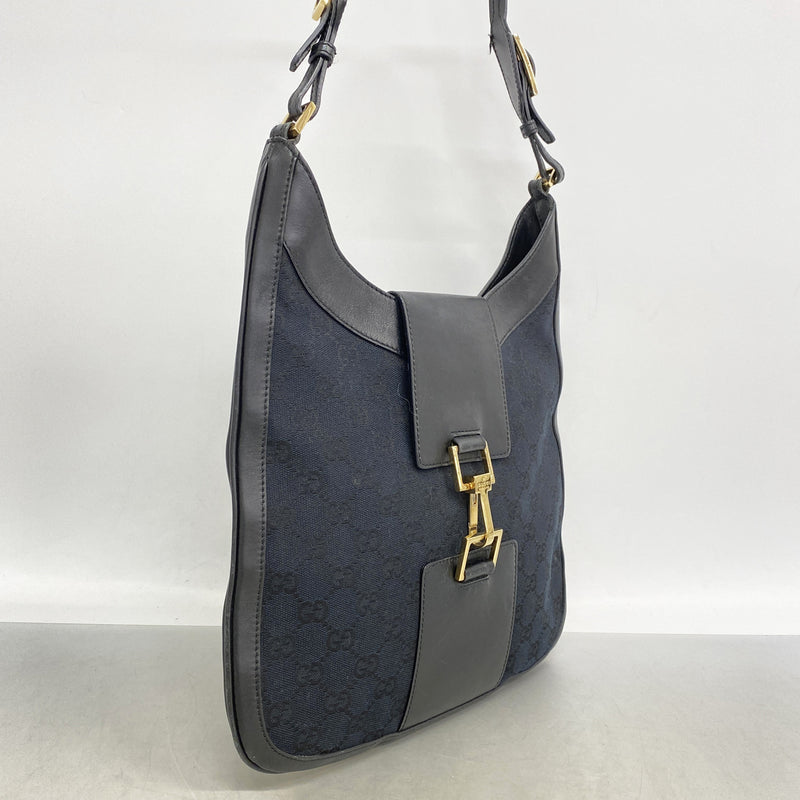 【6kd4945】グッチ ショルダーバッグ GGキャンバス 001 4129 キャンバス ブラック ゴールド金具【中古】レディース