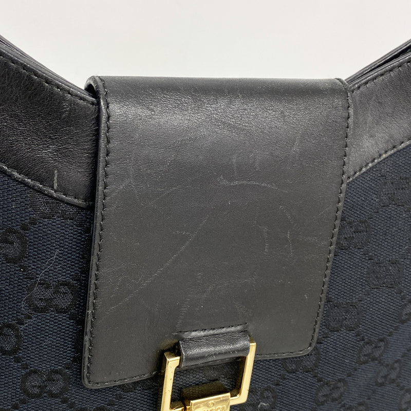 【6kd4945】グッチ ショルダーバッグ GGキャンバス 001 4129 キャンバス ブラック ゴールド金具【中古】レディース