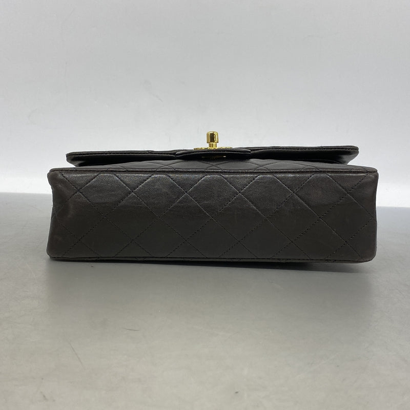 【6kd4955】シャネル ショルダーバッグ マトラッセ Wフラップ Wチェーン ラムスキン ブラック ゴールド金具【中古】レディース