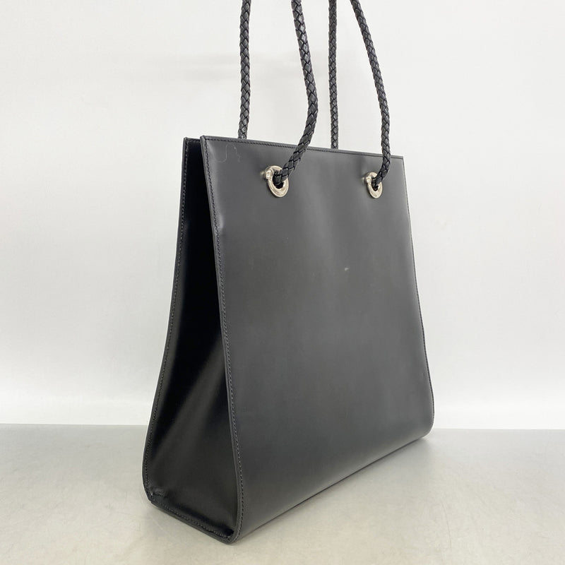 【6kd4964】カルティエ トートバッグ パンテール レザー ブラック シルバー金具【中古】レディース