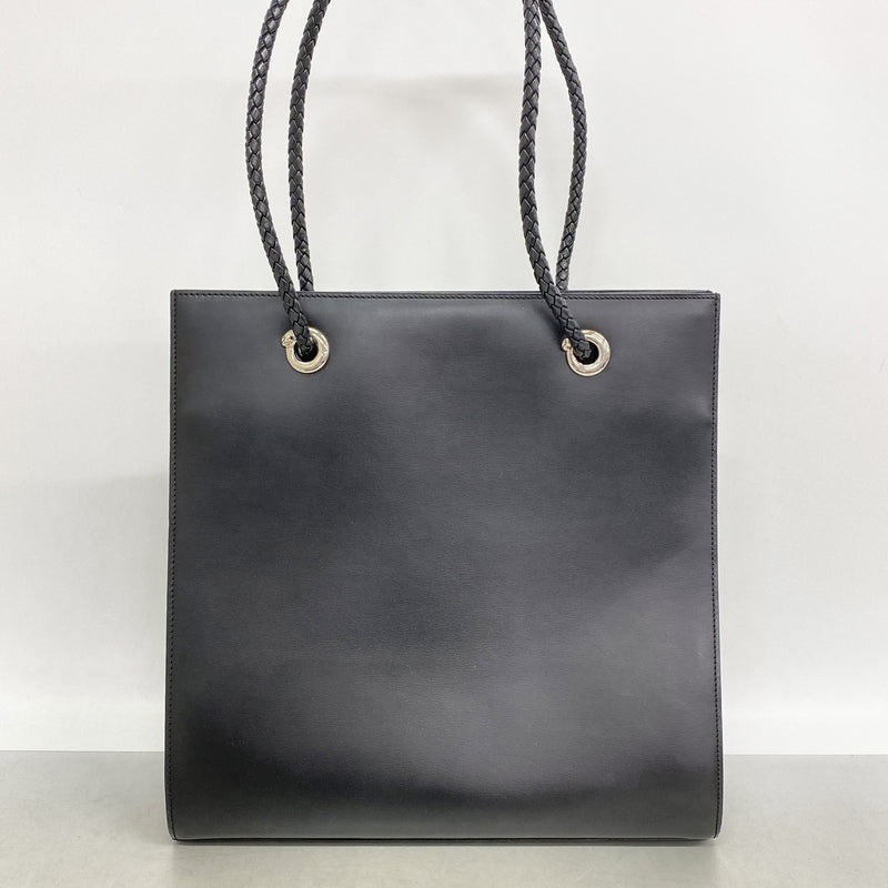 【6kd4964】カルティエ トートバッグ パンテール レザー ブラック シルバー金具【中古】レディース