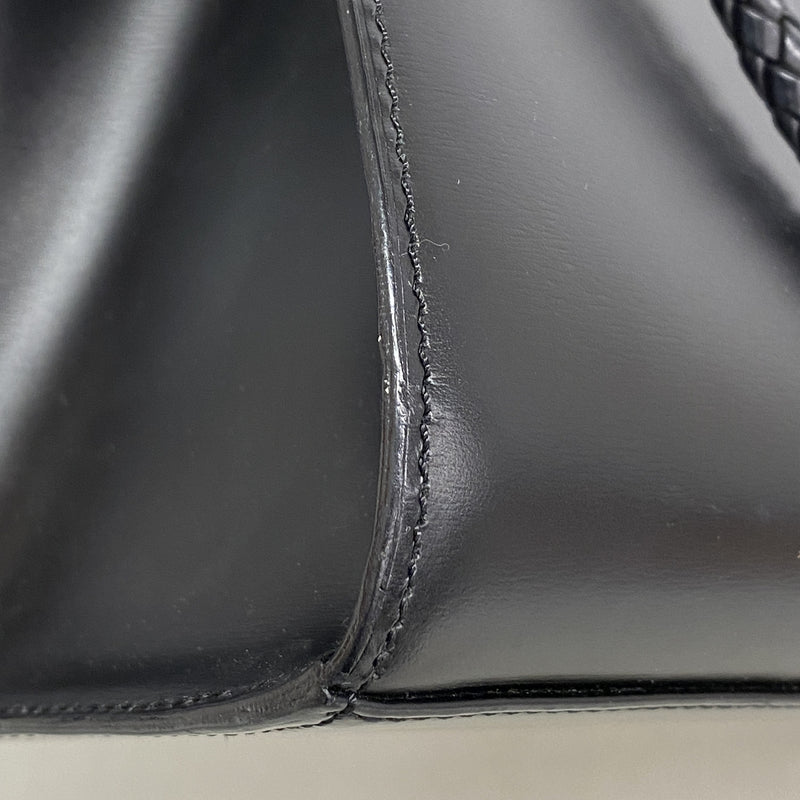 【6kd4964】カルティエ トートバッグ パンテール レザー ブラック シルバー金具【中古】レディース