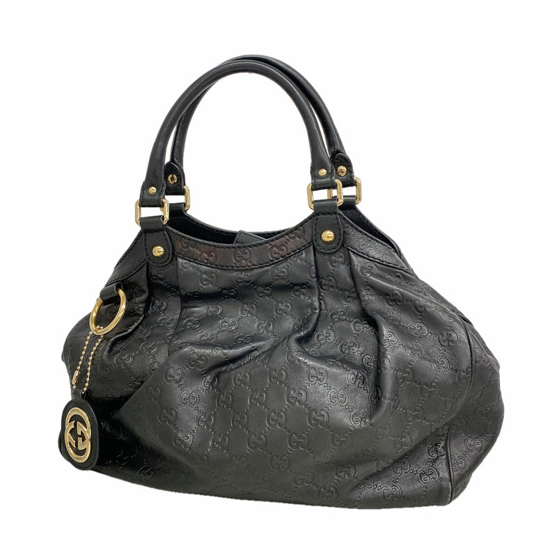 【6kd4966】グッチ ハンドバッグ グッチシマ スーキー 211944 レザー ブラック シャンパンゴールド金具【中古】レディース