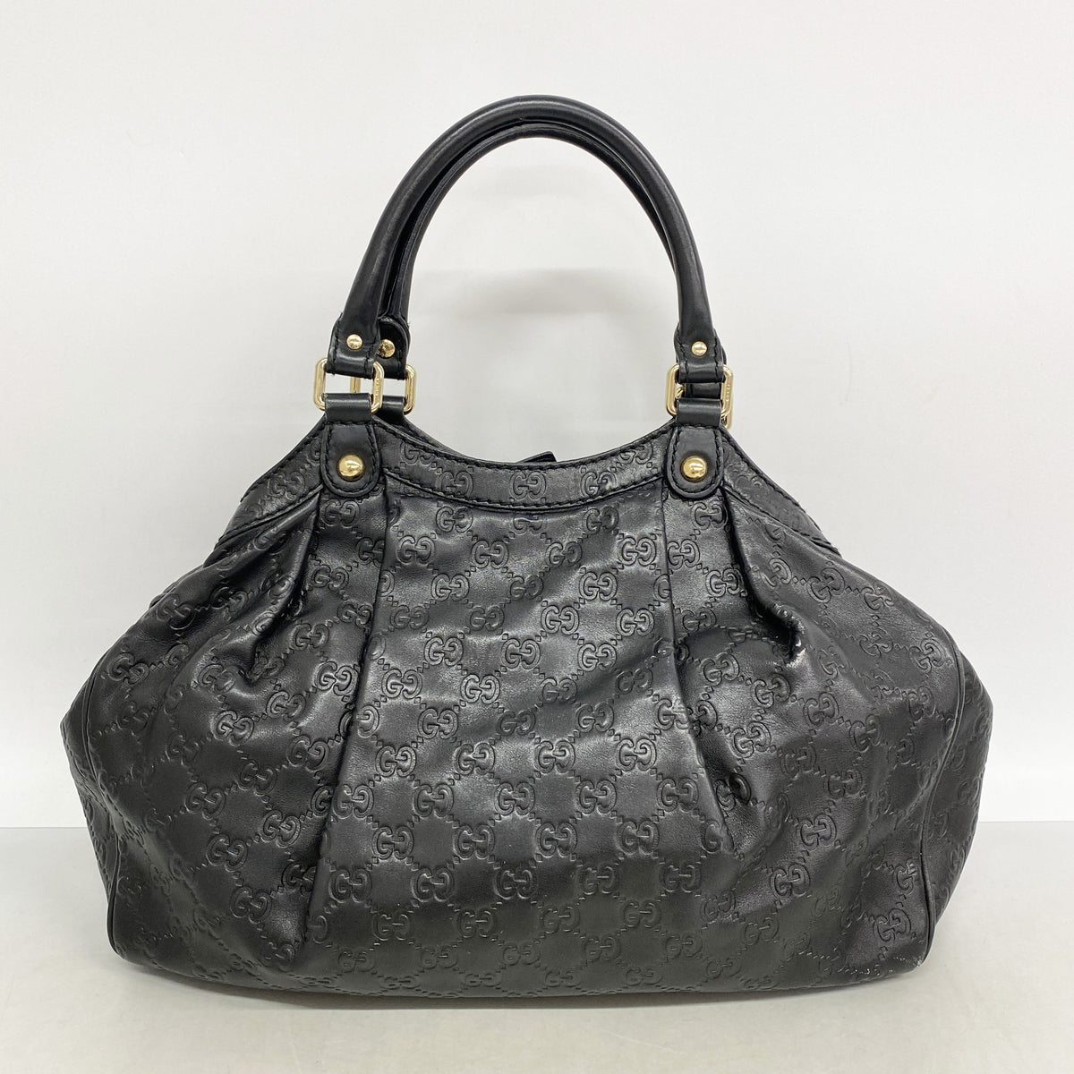 【6kd4966】グッチ ハンドバッグ グッチシマ スーキー 211944 レザー ブラック シャンパンゴールド金具【中古】レディース
