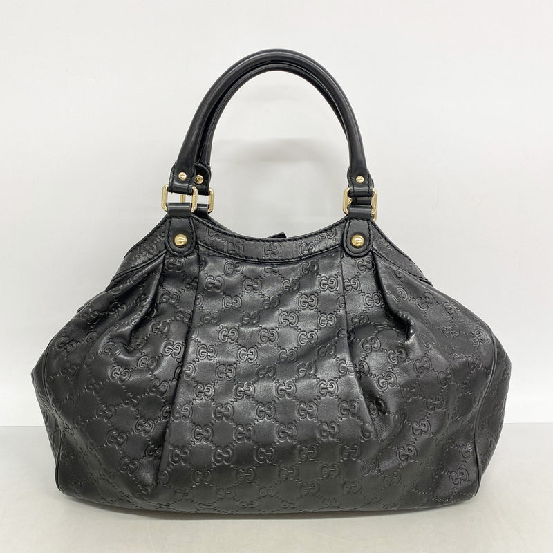 【6kd4966】グッチ ハンドバッグ グッチシマ スーキー 211944 レザー ブラック シャンパンゴールド金具【中古】レディース