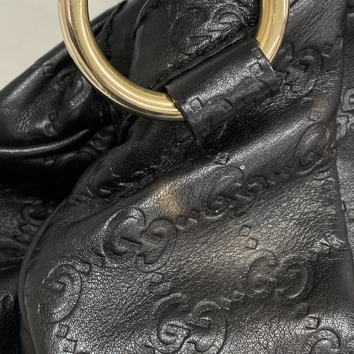 【6kd4966】グッチ ハンドバッグ グッチシマ スーキー 211944 レザー ブラック シャンパンゴールド金具【中古】レディース