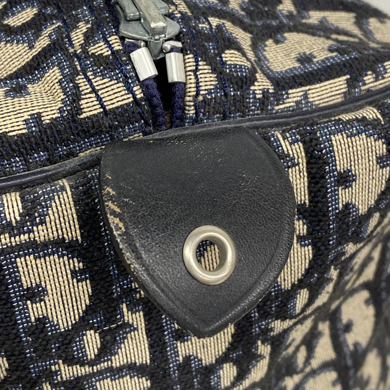 【6kd4993】クリスチャンディオール ハンドバッグ トロッター キャンバス ネイビー シルバー金具【中古】レディース
