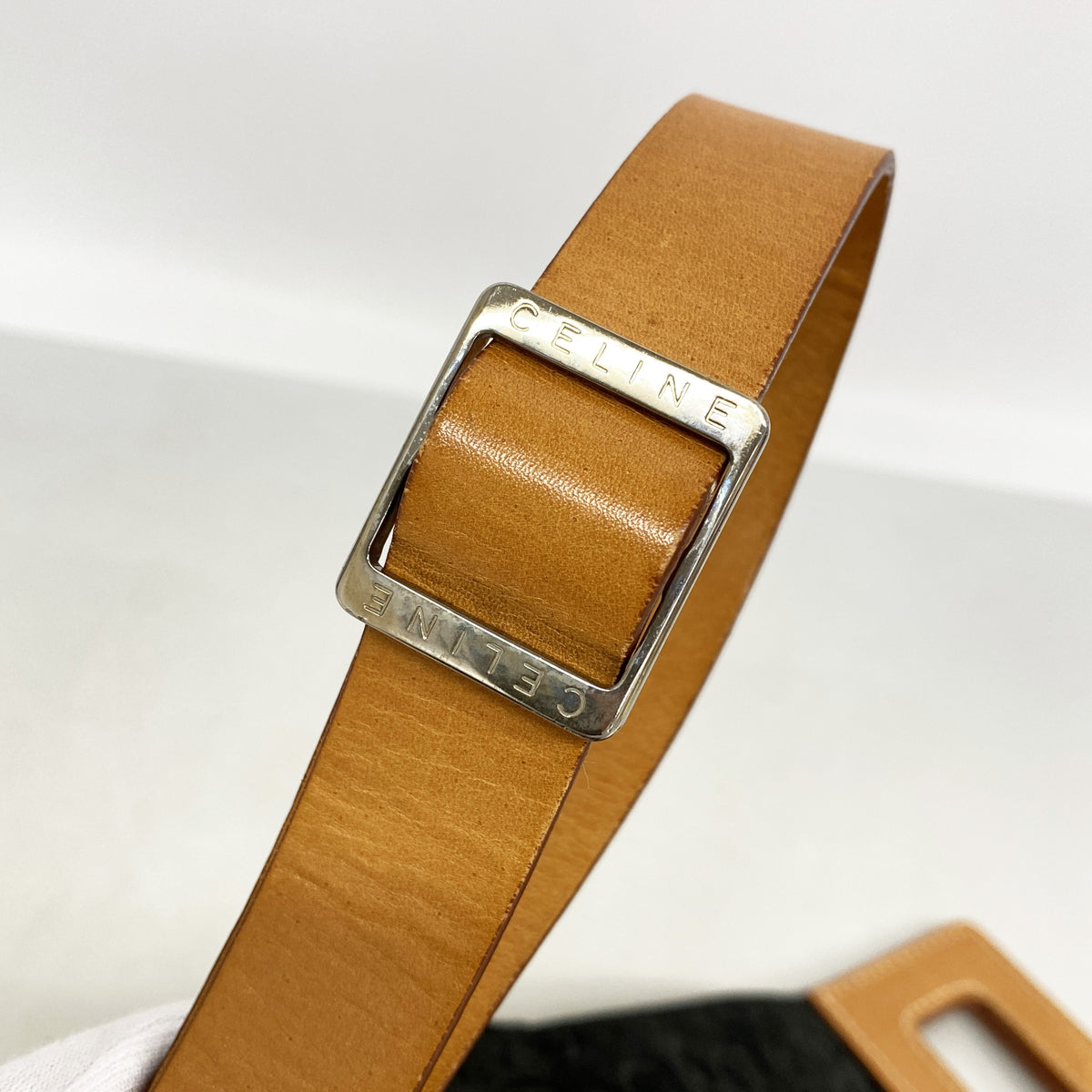 【6kd4994】セリーヌ ボディバッグ Cマカダム スウェード ブラック シルバー金具【中古】レディース