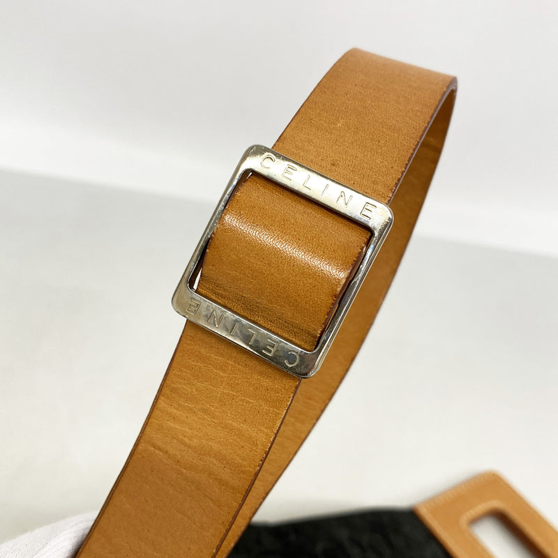 【6kd4994】セリーヌ ボディバッグ Cマカダム スウェード ブラック シルバー金具【中古】レディース